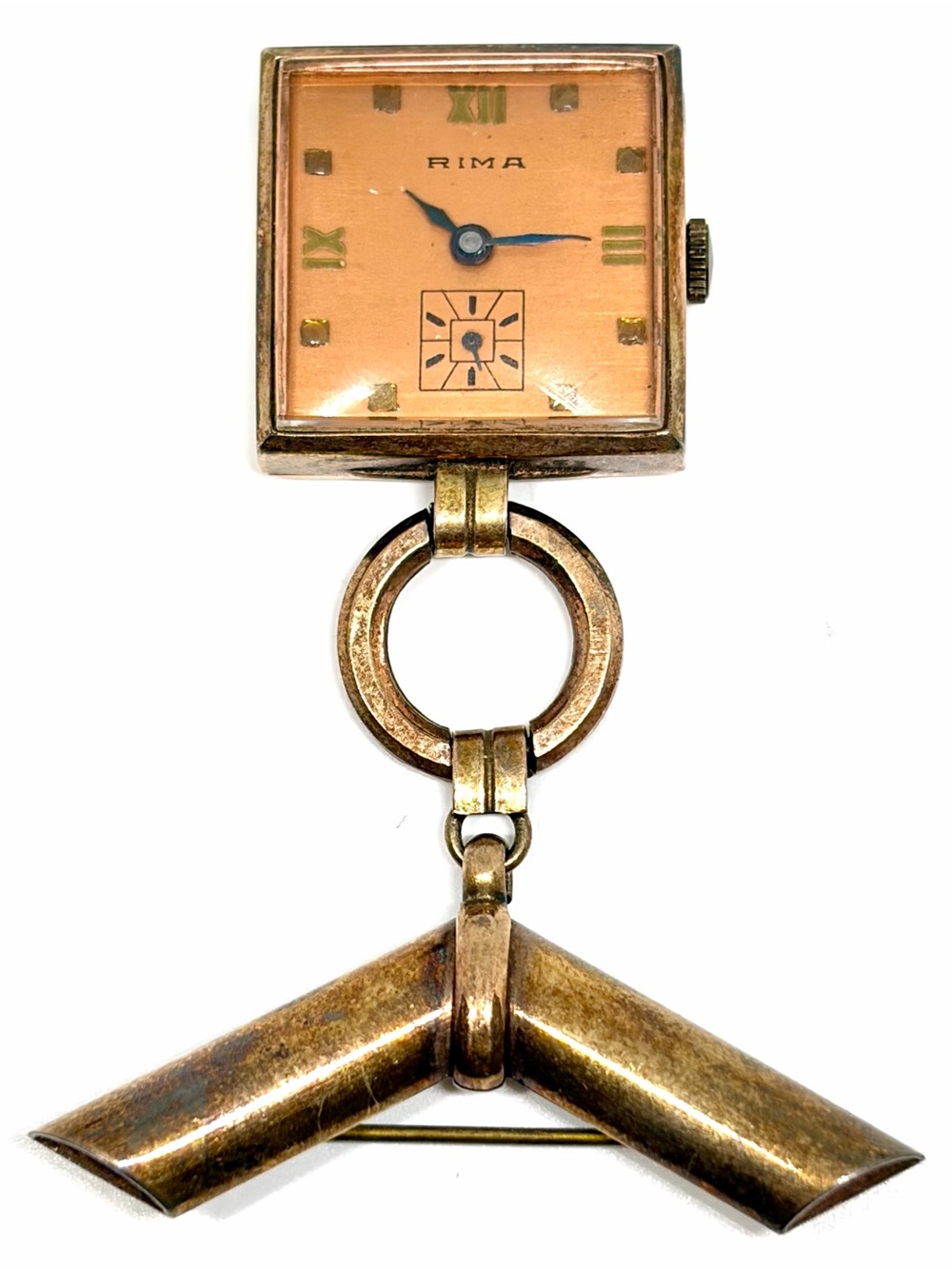 Vintage Rima Gold Filled Sterling Mechanical Wind Antique Pocket Watch RREPAIR